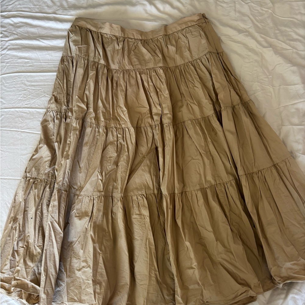 Michael Kors Tan Tiered Maxi Skirt for Casual Resort Wear